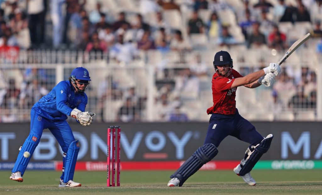 KOLKATA, INDIA - FEBRUARY 16: Will Jacks of England bats during the ICC Men's T20 World Cup India & Sri Lanka 2026 match between England and Italy at Eden Gardens on February 16, 2026 in Kolkata, India. (Photo by Pankaj Nangia/Getty Images)