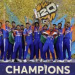 India T20 World Cup trophy 8 March 2026 Pankaj Nangia Getty Images