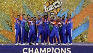 India T20 World Cup trophy 8 March 2026 Pankaj Nangia Getty Images
