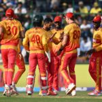 DELHI, INDIA - MARCH 01: Sikandar Raza of Zimbabwe celebrates the wicket of Aiden Markram of South Africa during the ICC Men's T20 World Cup India & Sri Lanka 2026 Super 8 match between Zimbabwe and South Africa at Arun Jaitley Stadium on March 01, 2026 in Delhi, India. (Photo by Prakash Singh/Getty Images)